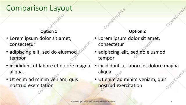 Comparison presentation slide layout