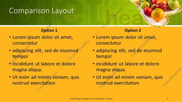 Comparison presentation slide layout