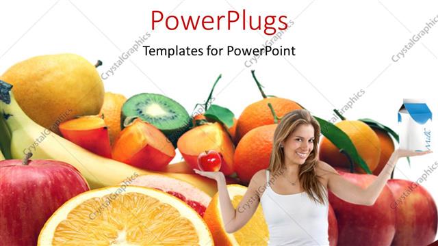  Presentation with diet - Healthy diet with?cute girl sitting in yoga position?