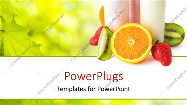  Presentation with yogurt - Healthy eating concept with three glasses with yogurts surrounded by fresh fruits