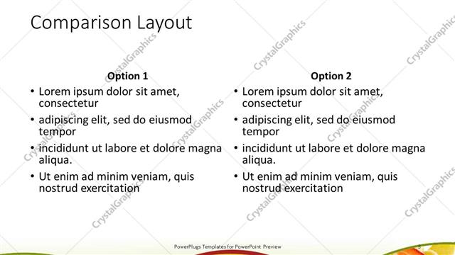 Comparison presentation slide layout