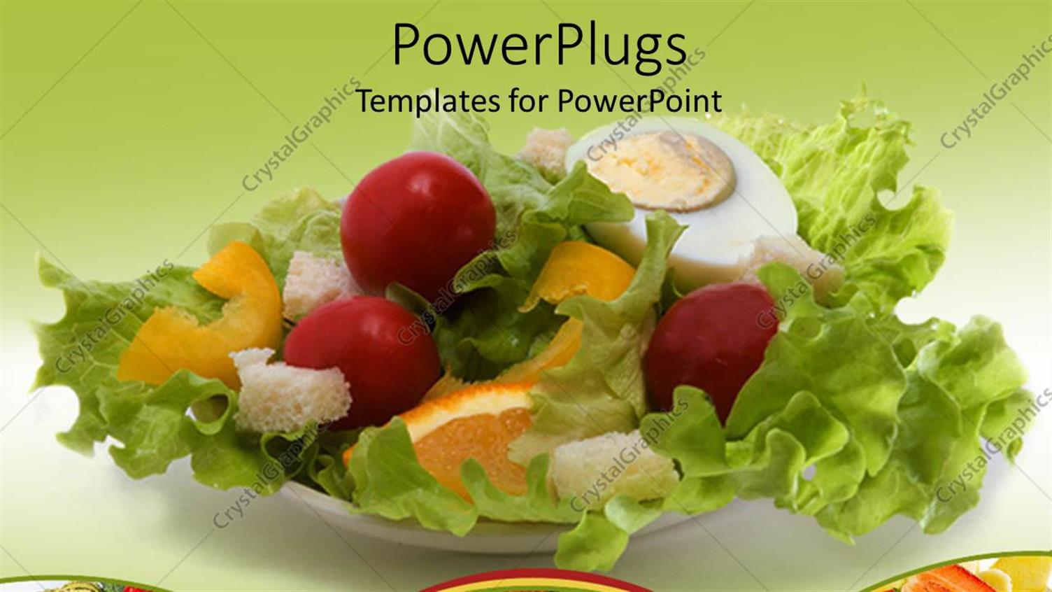 Featuring Healthy Eating with Salad, Fruit Basket and Meals, Nutrition, Green Background