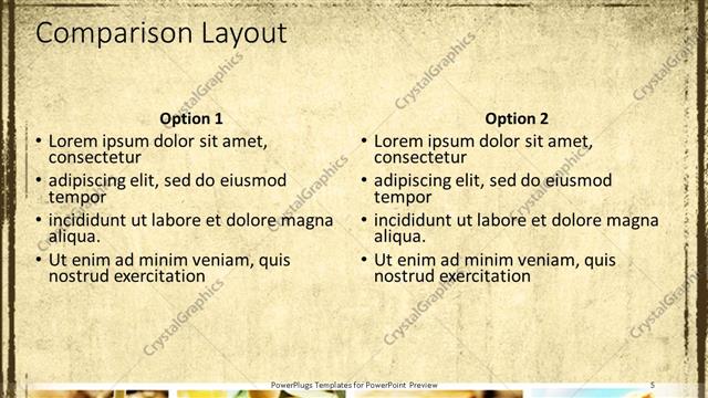 Comparison presentation slide layout