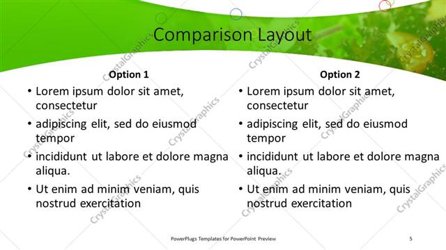 Comparison presentation slide layout