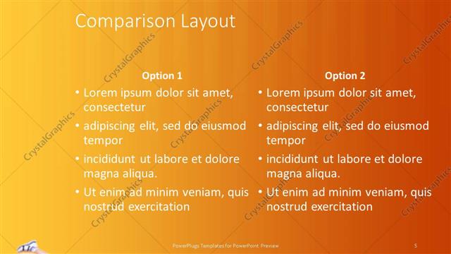 Comparison presentation slide layout