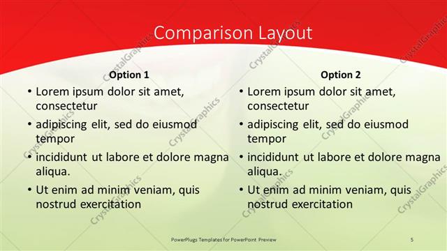 Comparison presentation slide layout