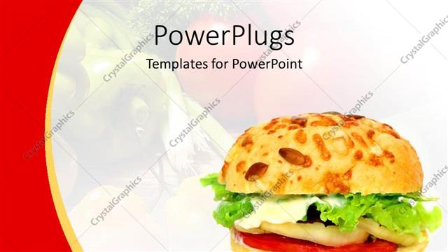  Presentation with burger - Healthy vegetable burger on a white and red background