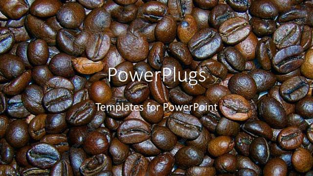  Presentation with coffee beans - A heap of brown roasted coffee beans spread out