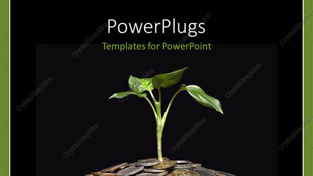  Presentation with investment - A heap of coins with a plant growing in the middle