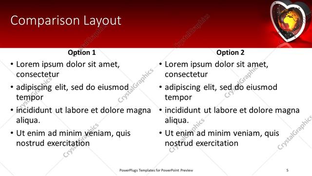 Comparison presentation slide layout