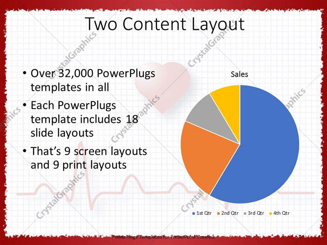 PowerPoint Template heart graphing paper showing pulse (10387)