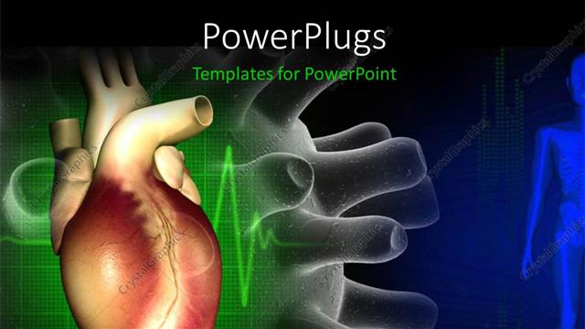  Presentation with cardio - A heart with a greenish and bluish background