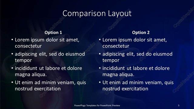 Comparison presentation slide layout