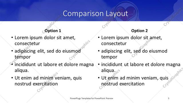 Comparison presentation slide layout