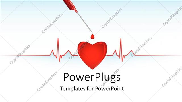  Presentation with heart - A heart and an injection with a heartbeat line