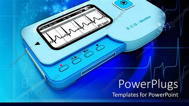  Presentation with heart rhythm - Heart rhythm or ECG monitor with pulse in blue background