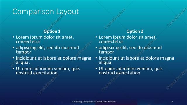 Comparison presentation slide layout