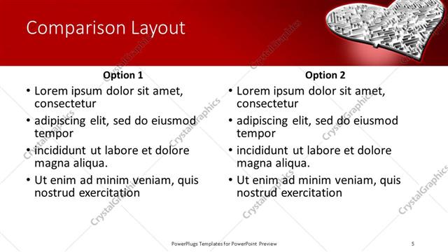 Comparison presentation slide layout