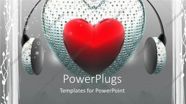  Presentation with headphones - A heart shaped pillow with headphones