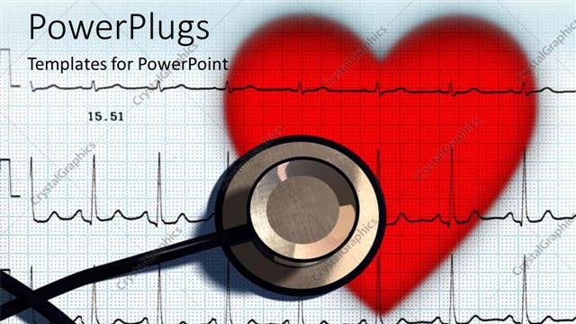  Presentation with health - A heart and a stethoscope with a bluish background