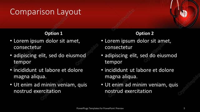Comparison presentation slide layout