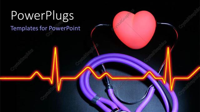  Presentation with heartbeat - A heart with a stethoscope and a heartbeat line