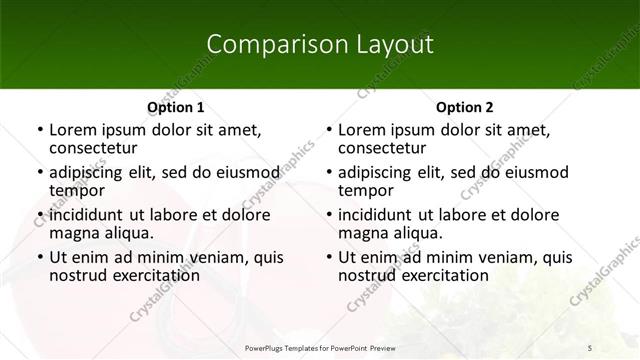 Comparison presentation slide layout