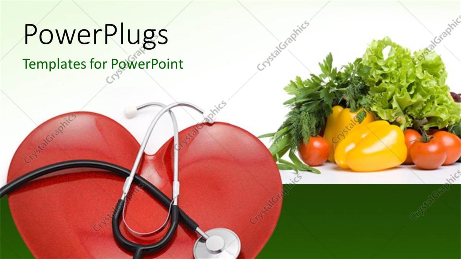 Featuring a Heart with a Stethoscope and a Number of Vegetables in the Background