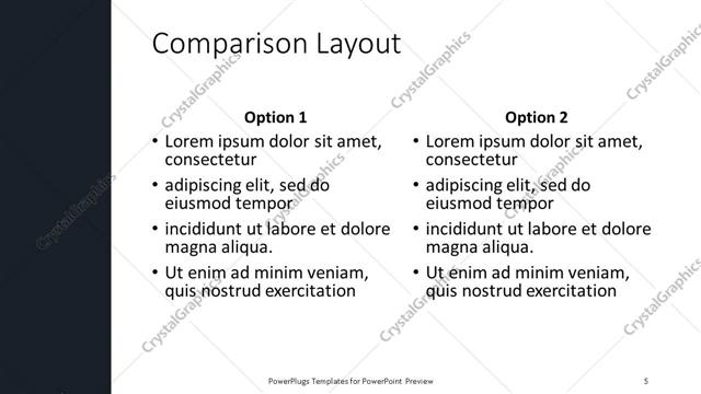 Comparison presentation slide layout