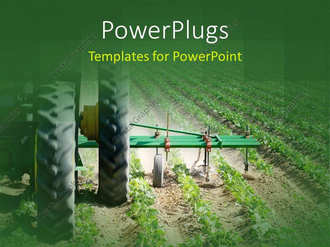 PowerPoint Template Heavy agricultural machinery working on farmland