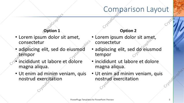 Comparison presentation slide layout