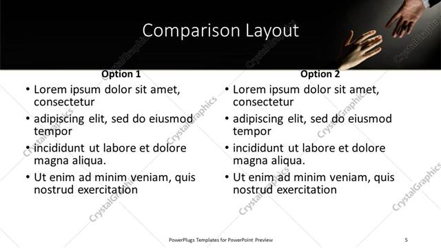 Comparison presentation slide layout