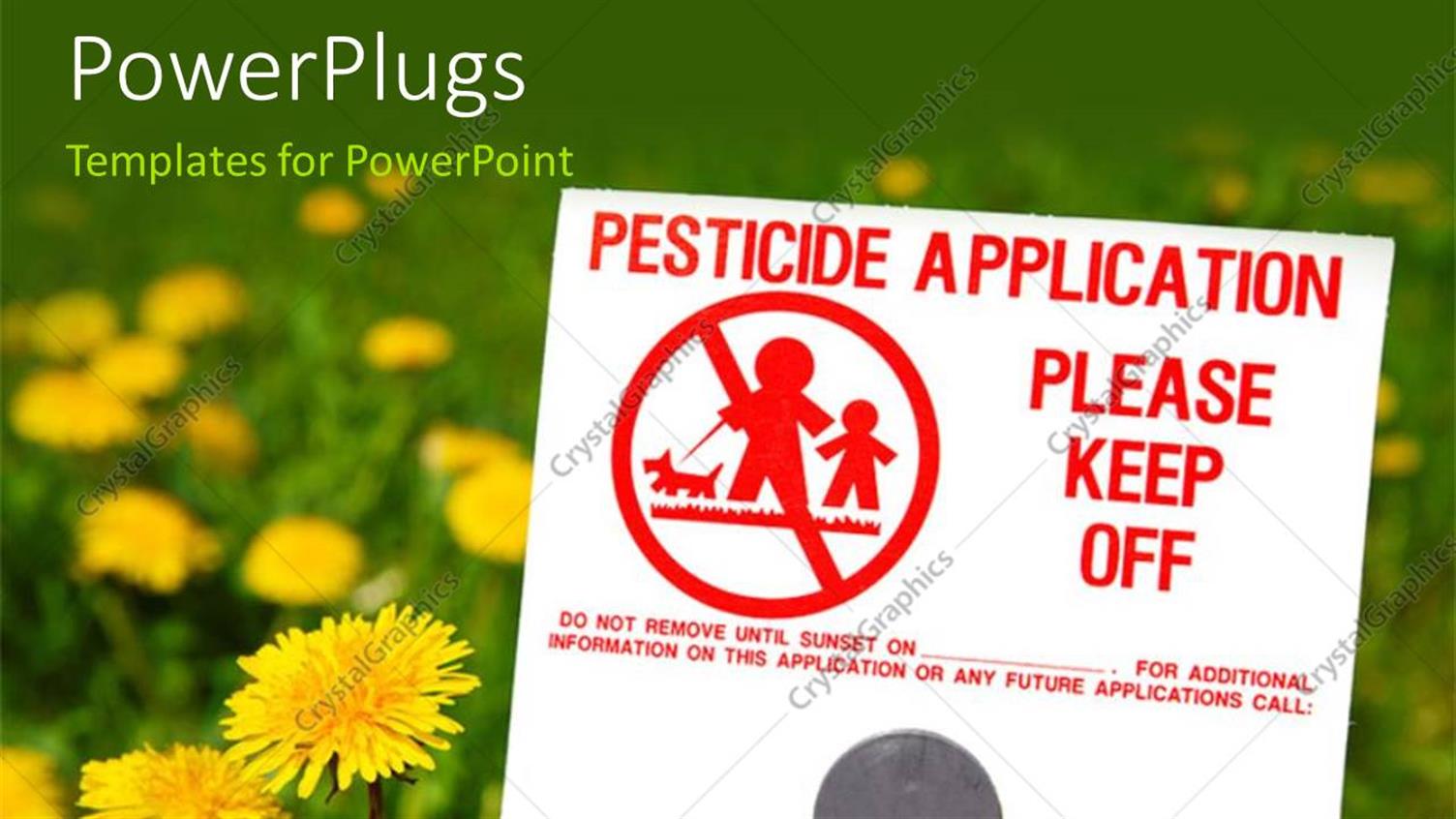 Featuring Herbicide Warning Sign on a Lawn with Flowers and Greenery