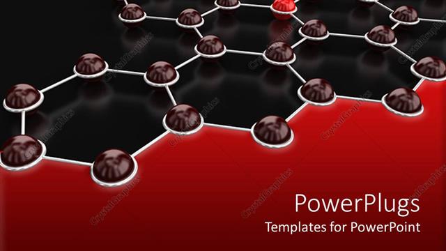  Presentation with hexagons - Hexagons connected to each other with one red lighting button depicting network and communication concept