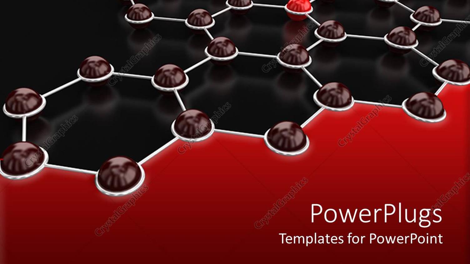 Featuring Hexagons Connected to Each other with One Red Lighting Button Depicting Network and Communication Concept