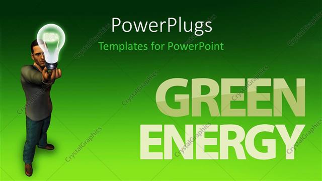  Presentation with think - A person with a bulb and greensih background