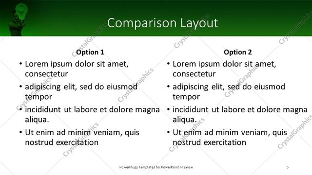 Comparison presentation slide layout