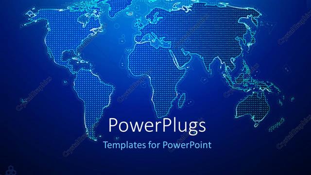  Presentation with abstract blue map - Hi-tech world map placed on dark shades of blue