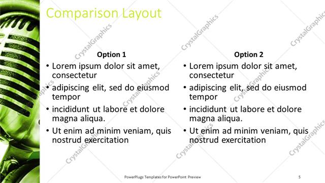 Comparison presentation slide layout