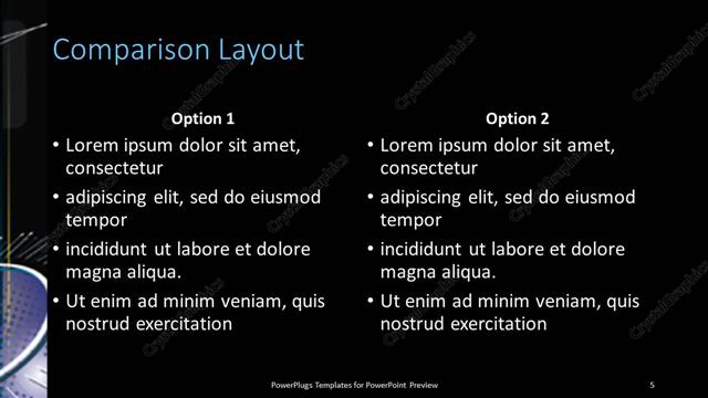 Comparison presentation slide layout