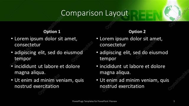 Comparison presentation slide layout
