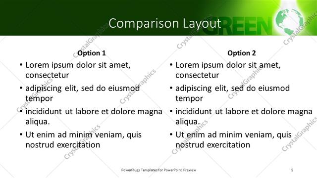 Comparison presentation slide layout