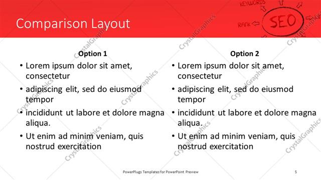 Comparison presentation slide layout