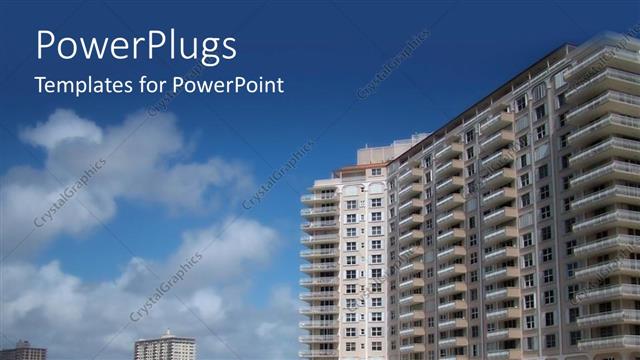  Presentation with lagoon - High rise of a sky scrapper in front of a lagoon