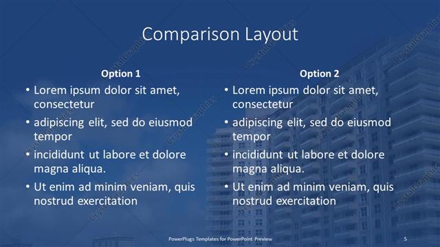 Comparison presentation slide layout