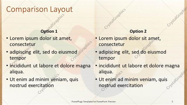 Comparison presentation slide layout