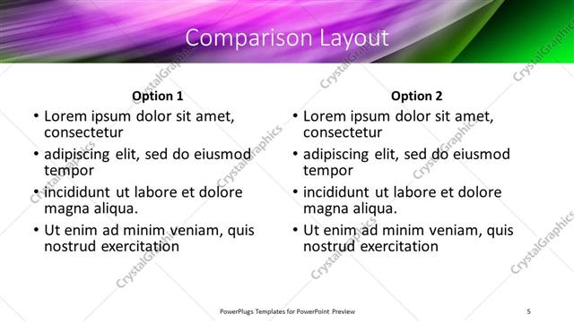 Comparison presentation slide layout