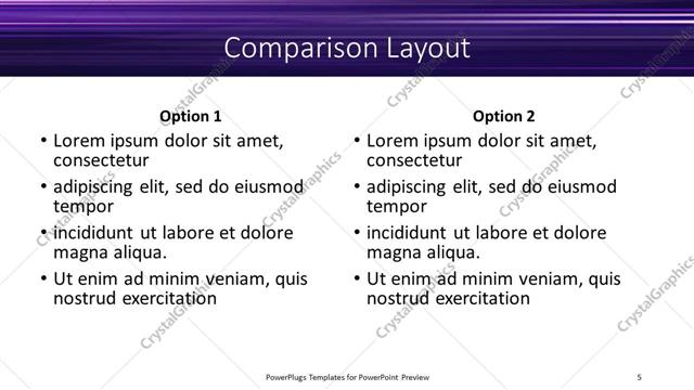 Comparison presentation slide layout