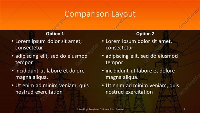 Comparison presentation slide layout