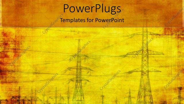  Presentation with high voltage - High voltage electricity poles on vintage looking yellow background